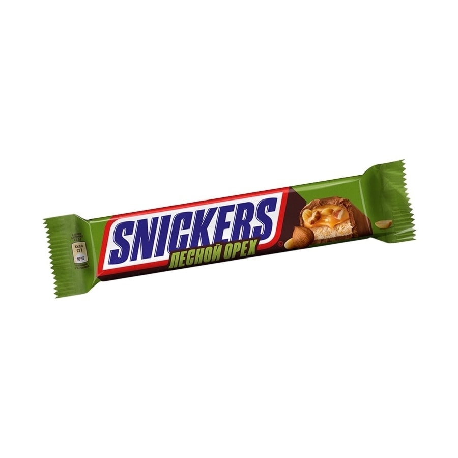 Snickers лесной орех шоколадный батончик молочный 81 г.